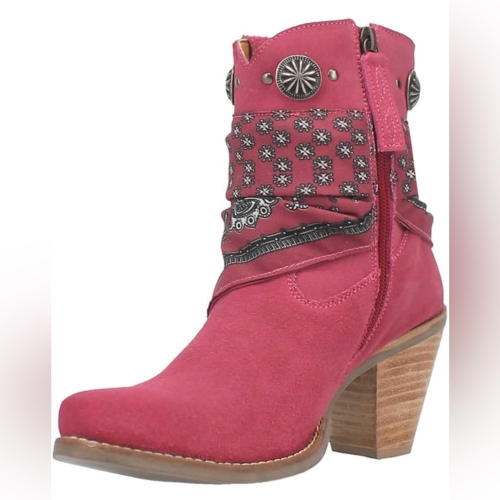 Dingo Bandida Paisley Studded Ankle Boots, size 10.